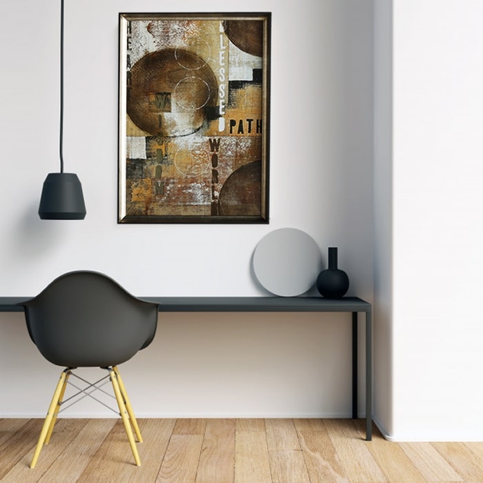 Quadros Decorativos Sala Preto e Dourado Jóias Abstrato Escritório