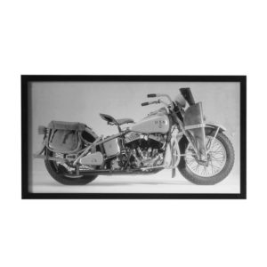 Quadro Harley Davidson para Sala, Quarto, Escritório , Corredores,52x37cm C/ Vidro 3mm e Moldura em Madeira na cor preta