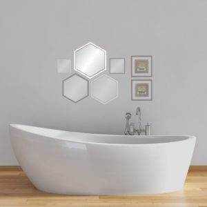 Espelho Hexagonal 52x45cm C/ Vidro 3mm e Moldura Branca