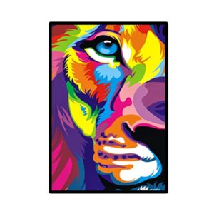 Par de Quadros Lion Colors para Sala Quarto Hall Escritório, 35x50cm a Unidade  C/  VIDRO 3mm e Moldura na cor Preta