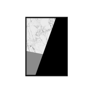 Kit de Quadros Escandinavos com Formas Geométricas Preto e Branco para Sala Quarto Hotéis Escritório, 45x60cm, Vidro 3mm e Moldura na Cor Preta