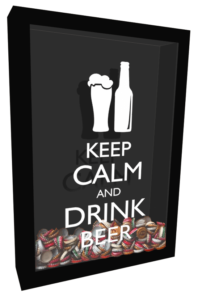Quadro de tampinhas keep calm and drink beer