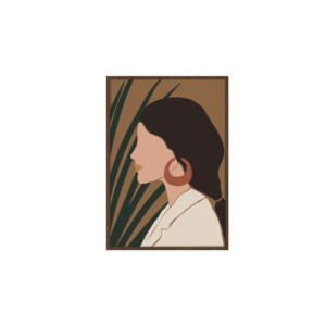 Quadro Decorativo ” mulheres em boho” para Sala, Quarto, Escritório, 50x70cm C/ Vidro 3mm e Moldura na cor Castanho