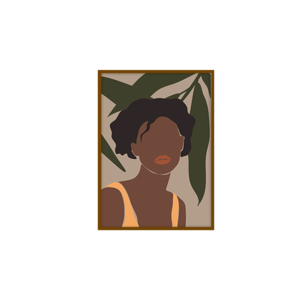 Quadro Decorativo ” mulher em boho” para Sala, Quarto, Escritório, 50x70cm C/ Vidro 3mm e Moldura na cor Castanho