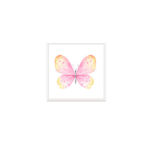 Trio de quadros decorativos para quarto Infantil, “Trio de borboletas” Quarto, 40x40cm com Vidro 3mm e Moldura na cor Branca