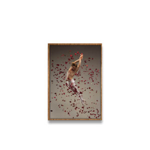 Quadro “Bailarino com Rosas ao ar”, Sala, Quarto, 60x80cm, VIDRO 3mm e Moldura em Madeira na cor Mel