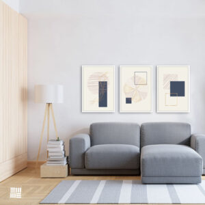 Kit Quadros minimalistas para Salas, Hotéis e Escritórios, Home office, Vidro 3mm e Moldura na Cor Branca