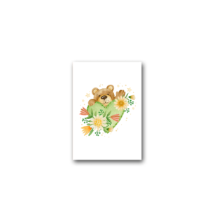 kit de 2 Placas decorativas para quarto Infantil, “2 Ursos com folhas verdes na cabeça”.