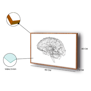 Quadro Decorativo “Cérebro”, consultório, sala de espera  60×40 cm com Vidro 3mm e Moldura na cor Mel