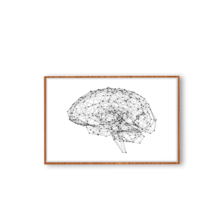 Quadro Decorativo “Cérebro”, consultório, sala de espera  60×40 cm com Vidro 3mm e Moldura na cor Mel
