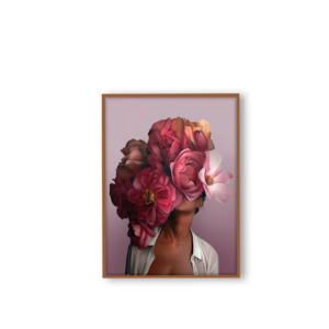 Quadro “Rosas ao Rosto”, Sala, Quarto, VIDRO 3mm e Moldura em Madeira na cor Mel
