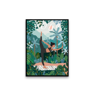 Quadro Decorativo “Yoga “, Clínica, sala de espera  60×80 cm com Vidro 3mm e Moldura na cor Preta
