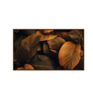 Quadro Decorativo ” Folhas Amareladas”  para Sala, Quarto, Escritório, 100x80x3cm C Vidro 3mm, e moldura na cor Marrom