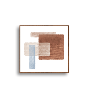 Trio de quadros decorativos “Abstratos”  para sala, quarto, escritório, Com Vidro 3mm, moldura na cor amadeirada